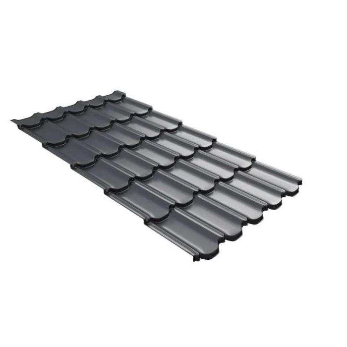 Металлочерепица Grand Line Kvinta plus 0,5 GreenCoat Pural Matt BT RR 23 Мокрый асфальт | c 3D резом