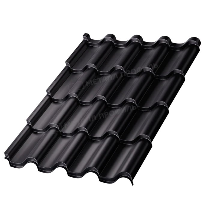 Металлочерепица Металл-Профиль Монтерроса-S 0,5 PURMAN® RAL 9005 Черный темный