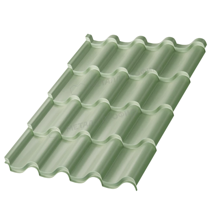 Металлочерепица Металл-Профиль Монтерроса-S 0,5 PURMAN® Tourmalin Светло-зеленый металлик