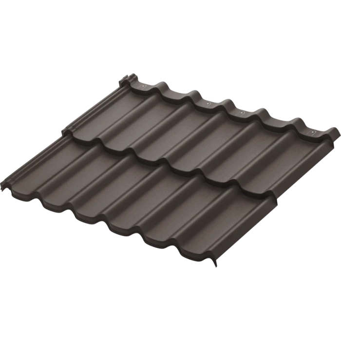 Модульная металлочерепица Aquasystem Стокгольм XXL 0,5 мм Rooftop Бархат Zn 180 (Россия) RR 8017 (коричневый)